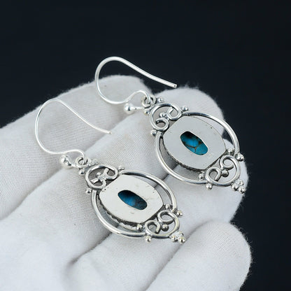 Blue Copper Turquoise Gemstone Earrings