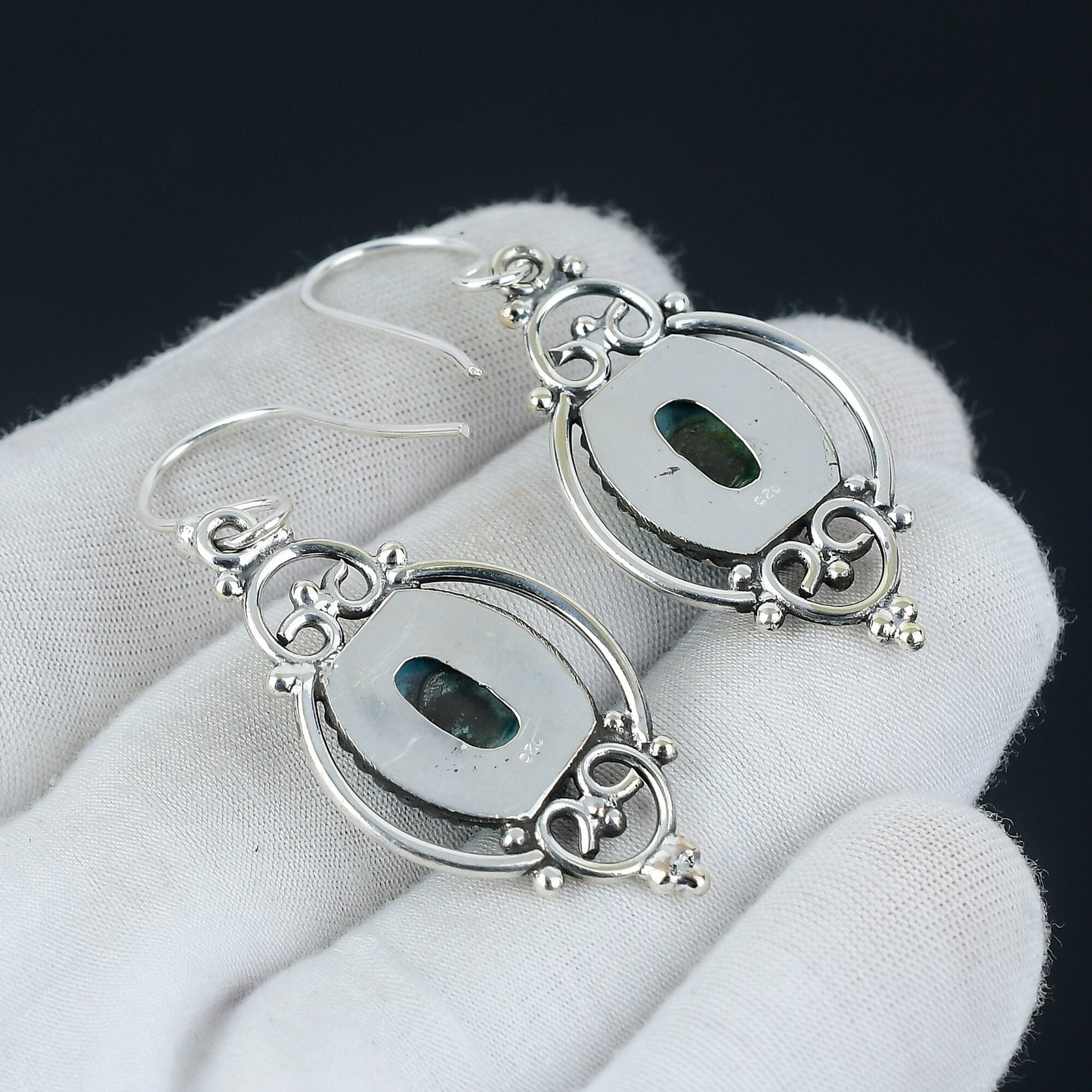 Blue Larimar Sterling Silver Drop Earrings