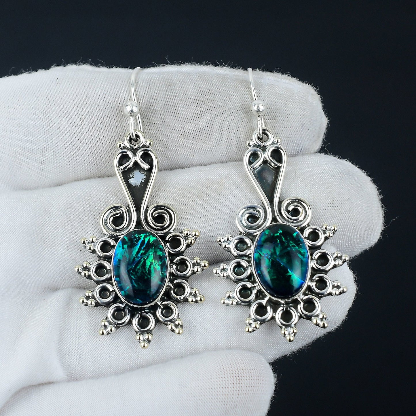 Blue Opal Gemstone Earrings