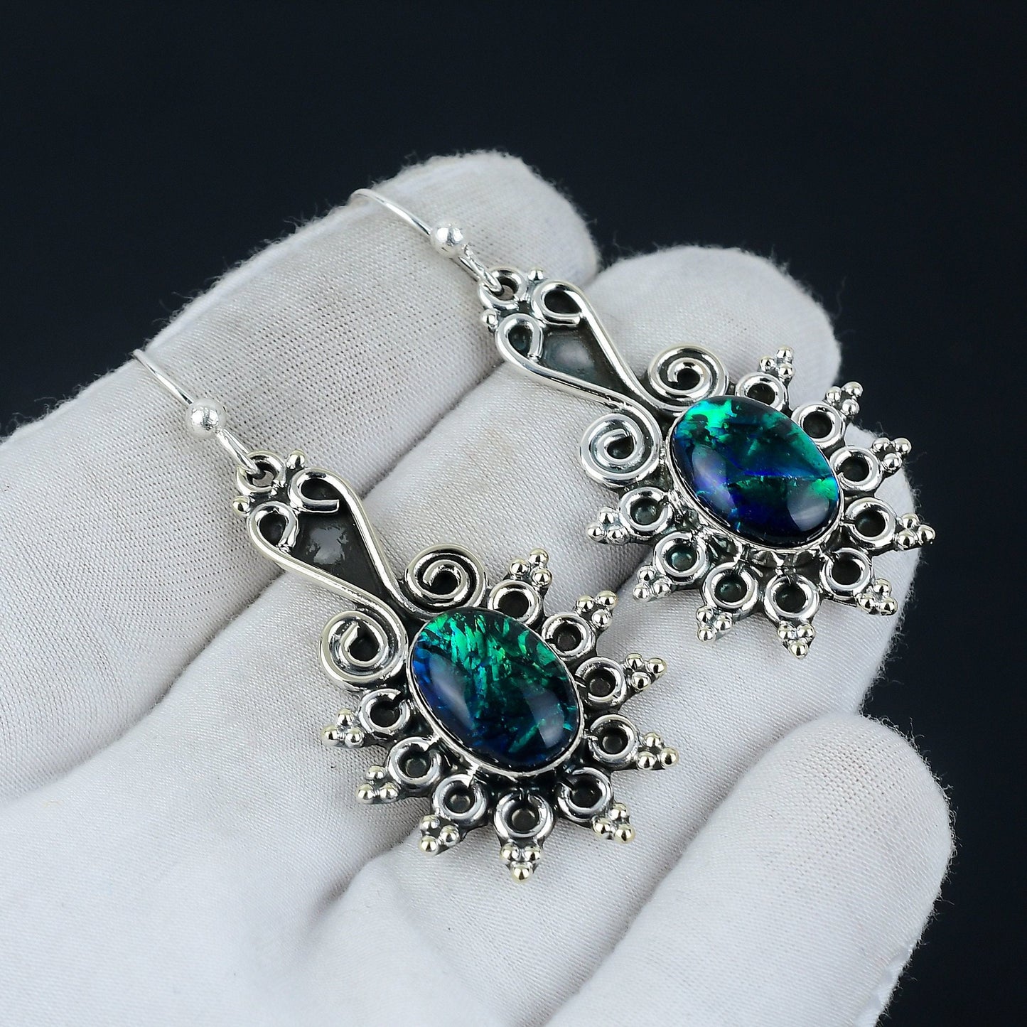 Blue Opal Gemstone Earrings