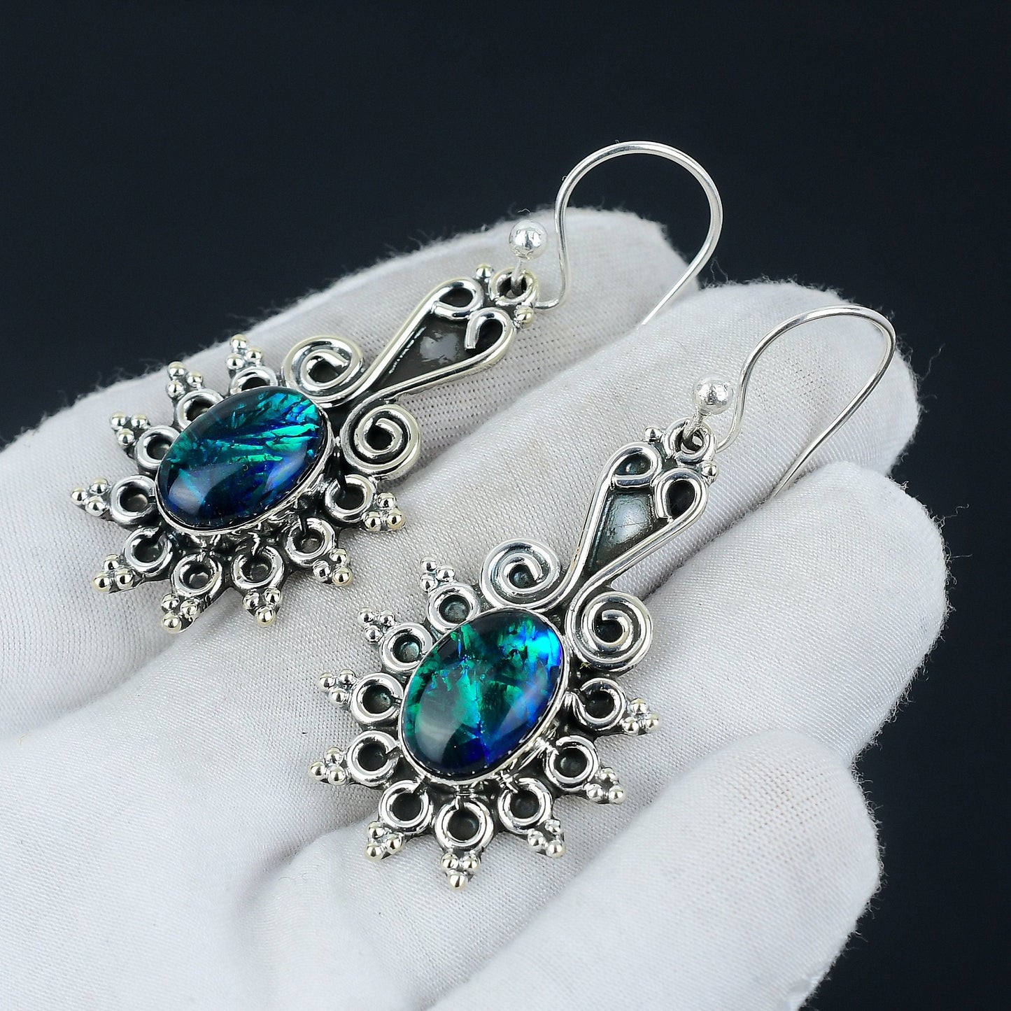 Blue Opal Gemstone Earrings
