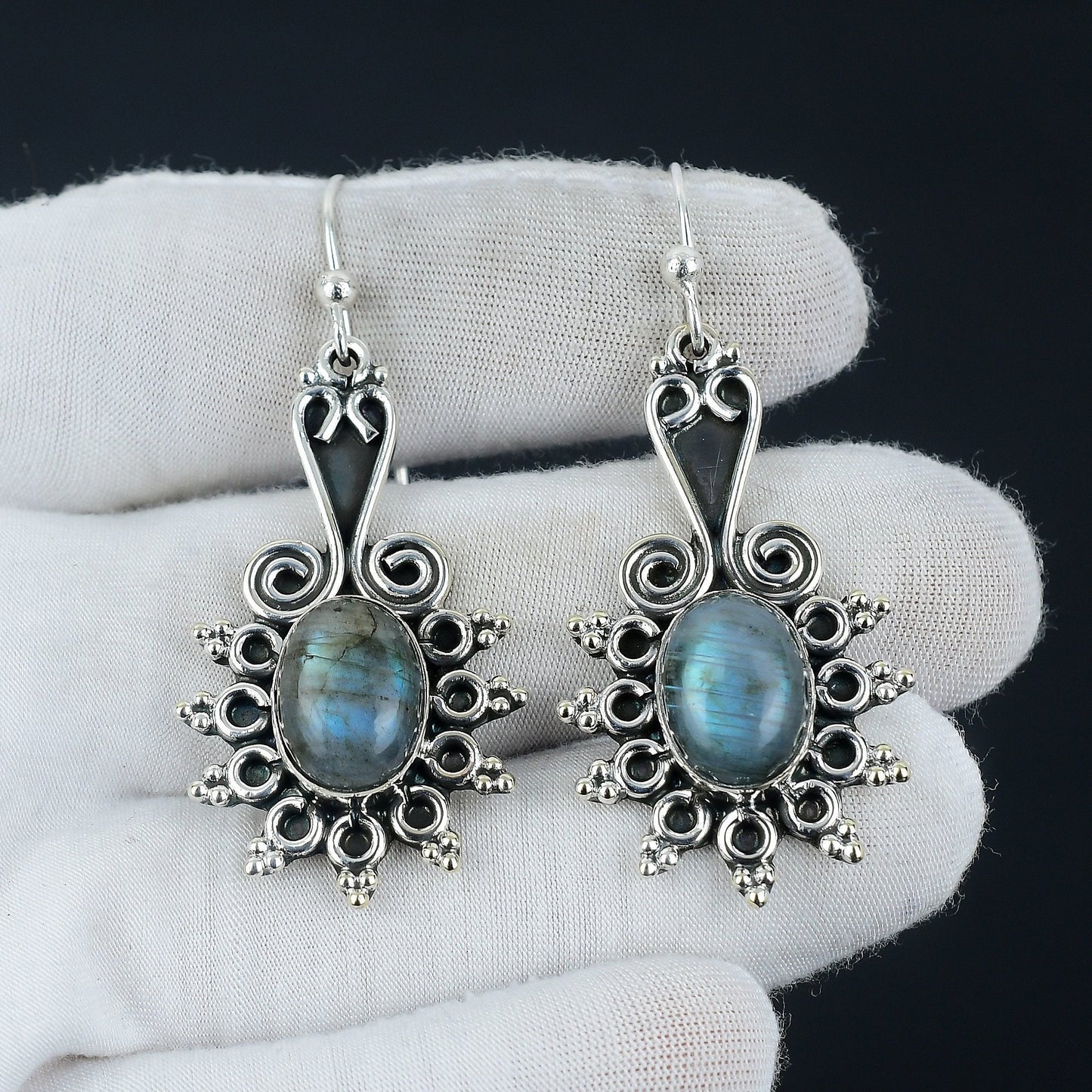 Blue Labradorite Gemstone Earrings