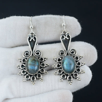 Blue Labradorite Gemstone Earrings