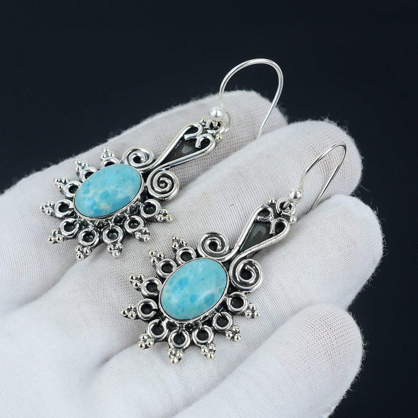Blue Larimar Gemstone Earrings