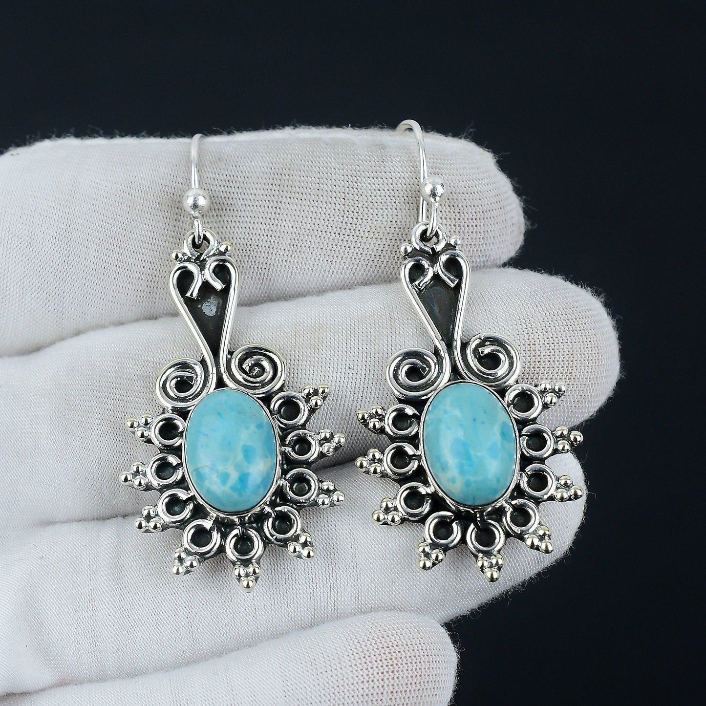 Blue Larimar Gemstone Earrings