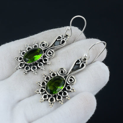 Green Peridot Gemstone Earrings