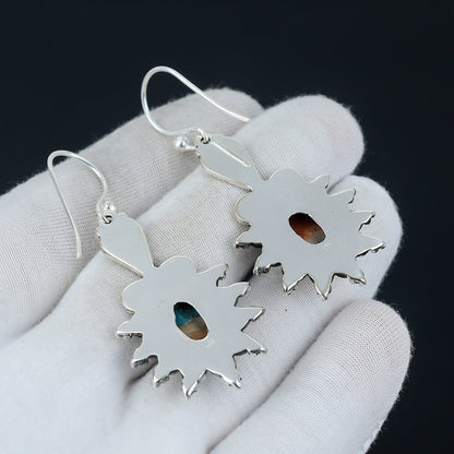 Orange Spiny Oyster Gemstone Earrings