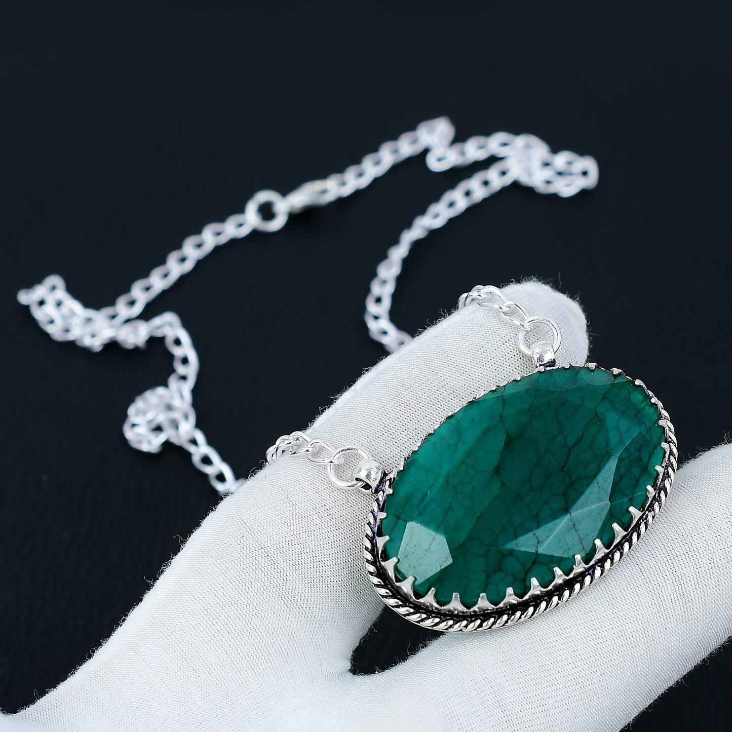 Green Emerald Gemstone Necklace