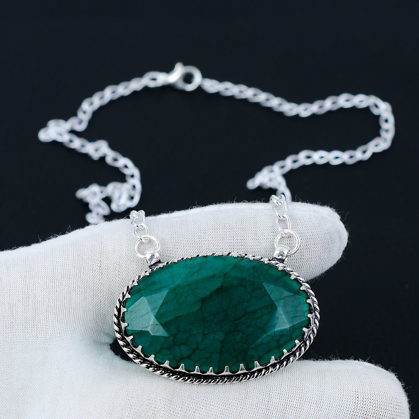 Green Emerald Gemstone Necklace