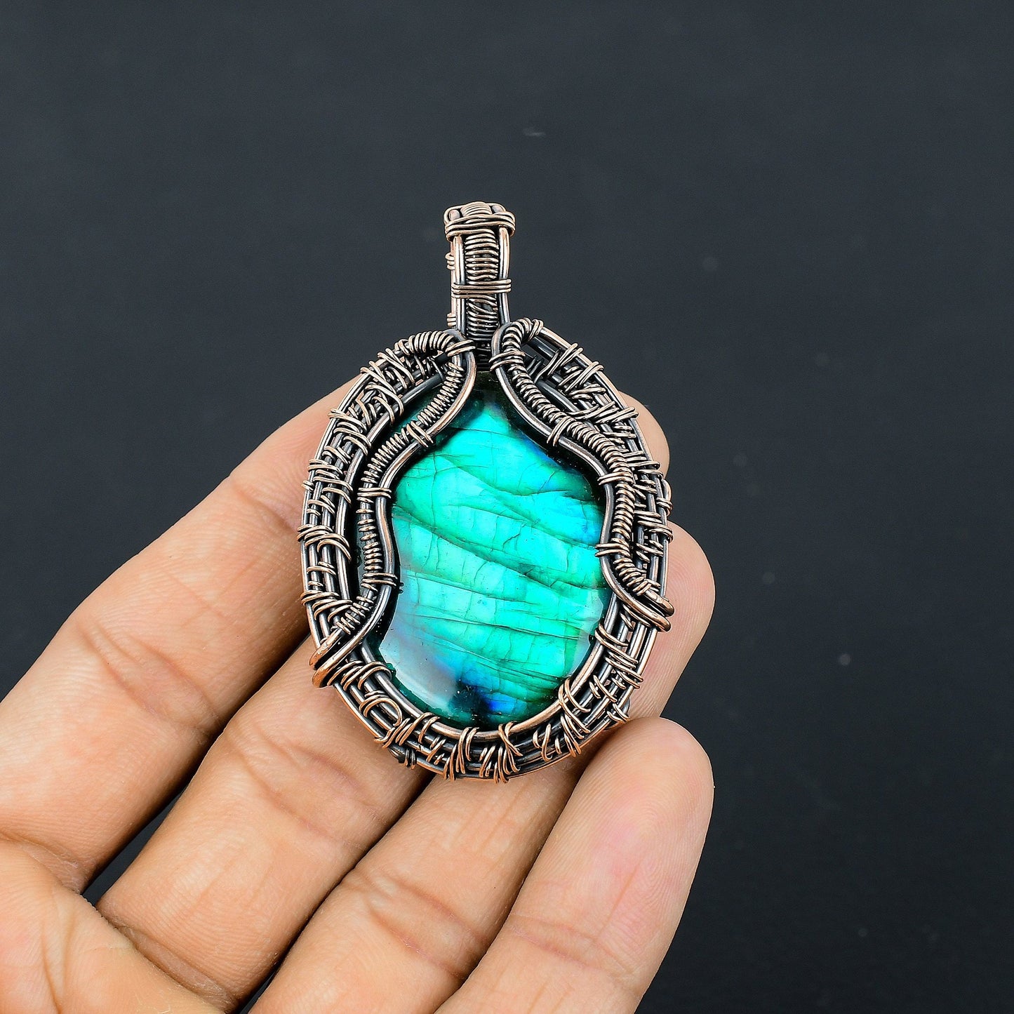 Neon Fire Labradorite Gemstone Pendant