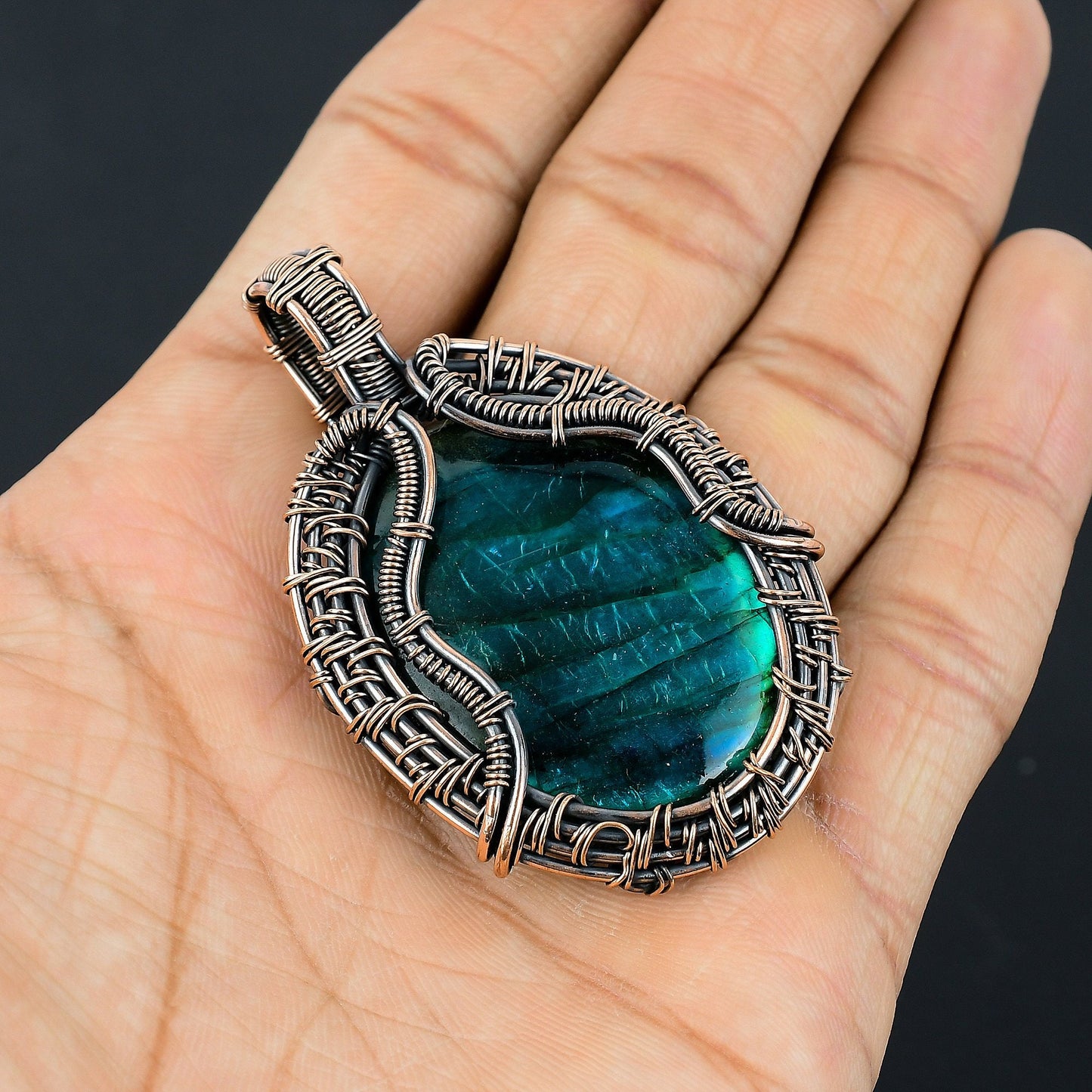 Neon Fire Labradorite Gemstone Pendant