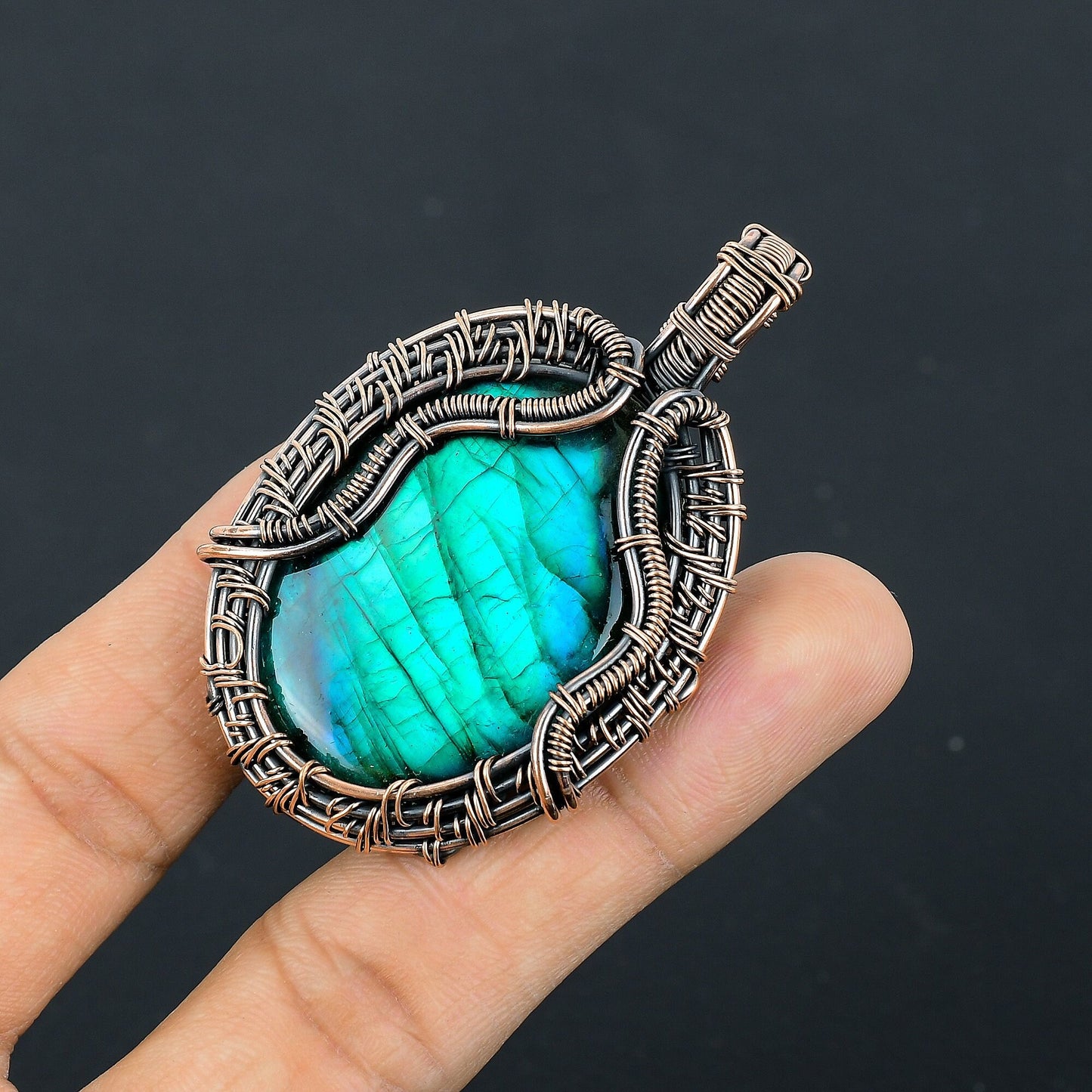 Neon Fire Labradorite Gemstone Pendant