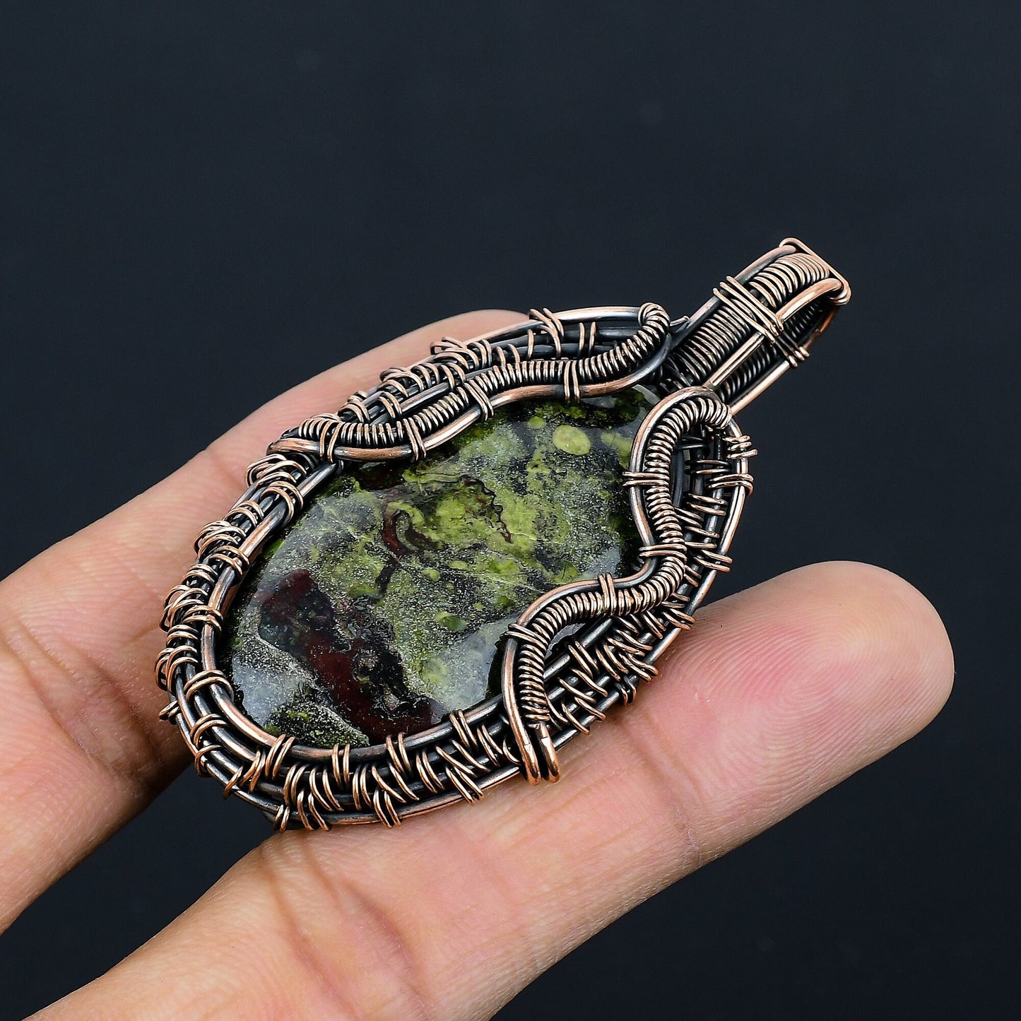 Green & Red Dragon Bloodstone Gemstone Pendant
