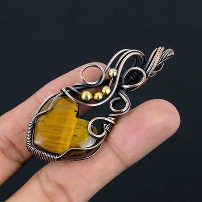 Copper Tiger Eye Gemstone Pendant
