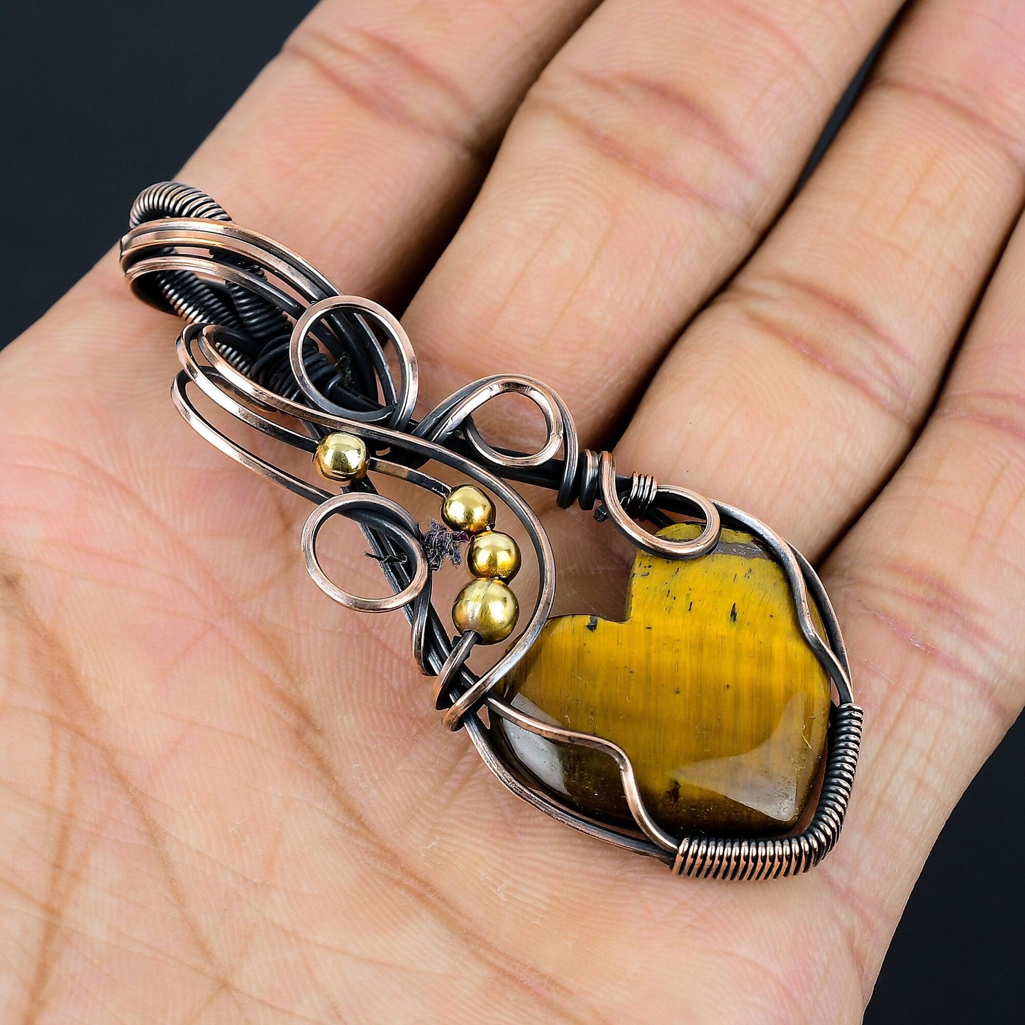 Copper Tiger Eye Gemstone Pendant