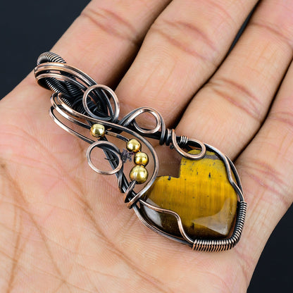 Copper Tiger Eye Gemstone Pendant