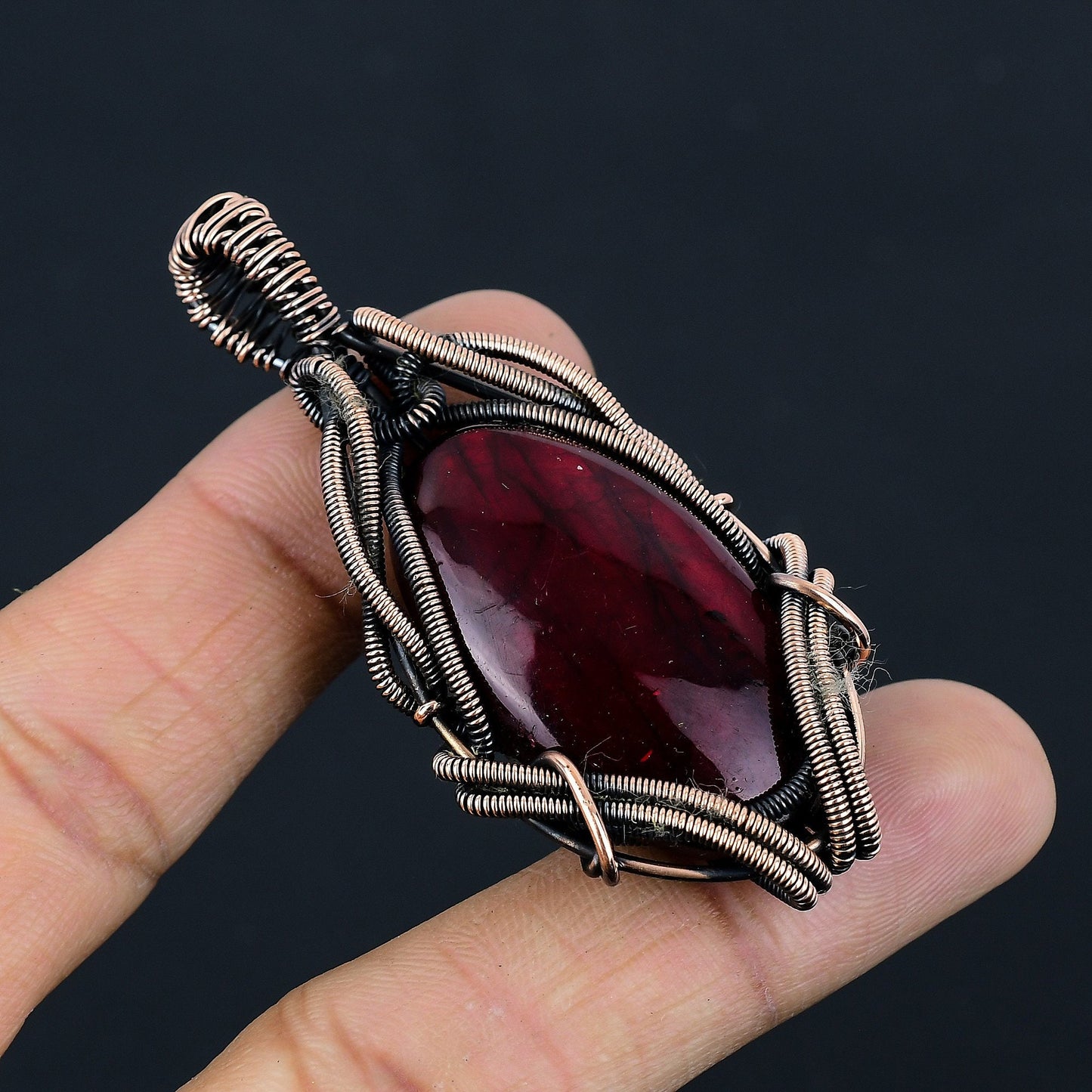 Red Flash Labradorite Gemstone Pendant