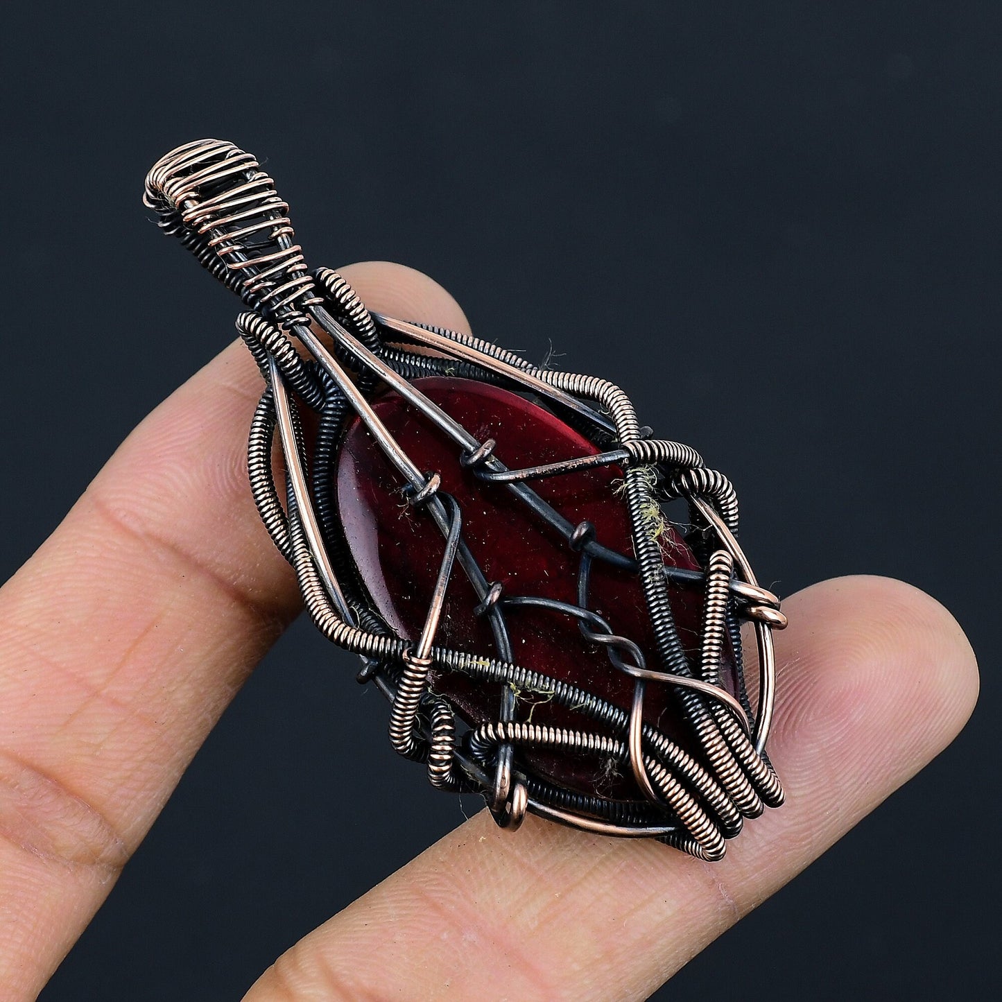 Red Flash Labradorite Gemstone Pendant