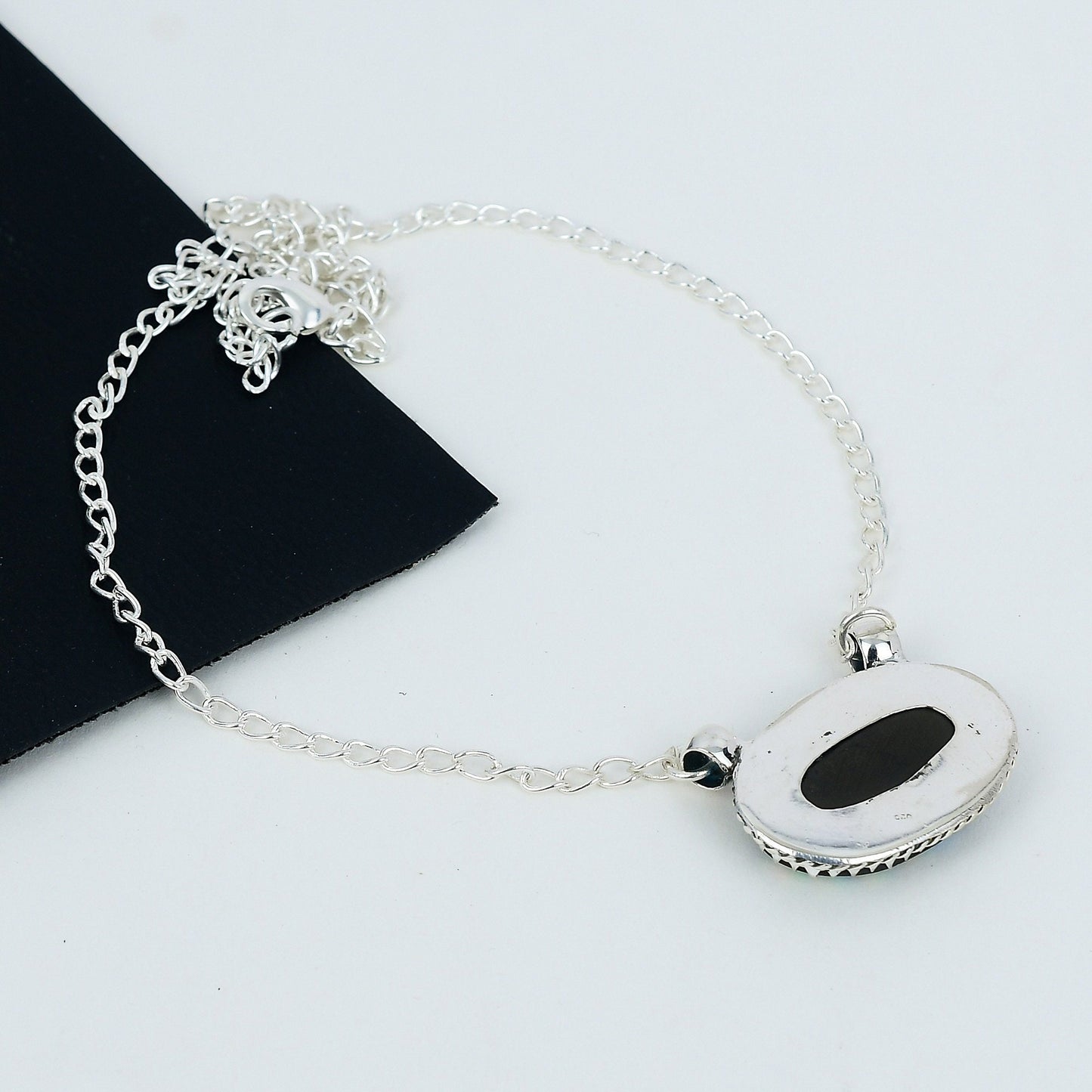 Iridescent Abalone Shell Silver Necklace