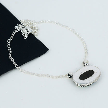 Iridescent Abalone Shell Silver Necklace