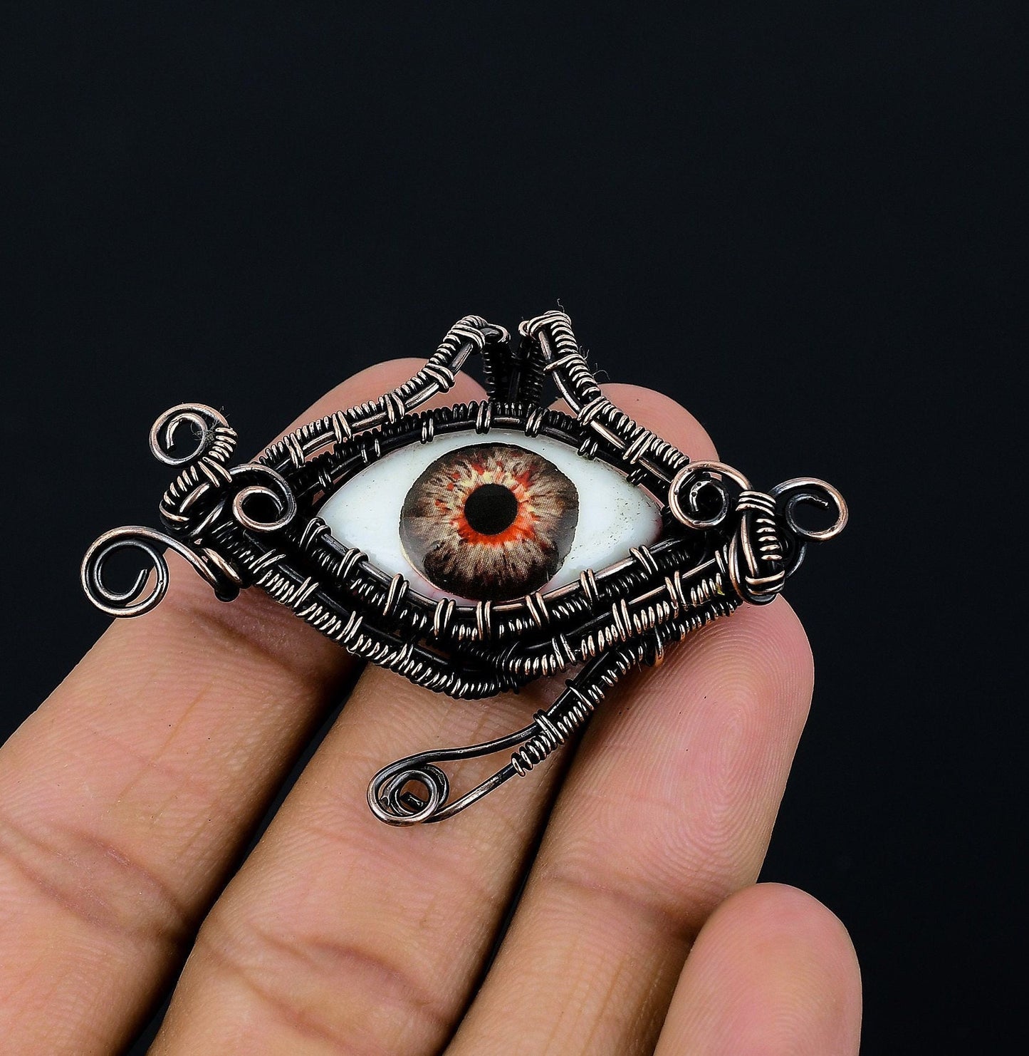 Brown Human Eye Gemstone Pendant