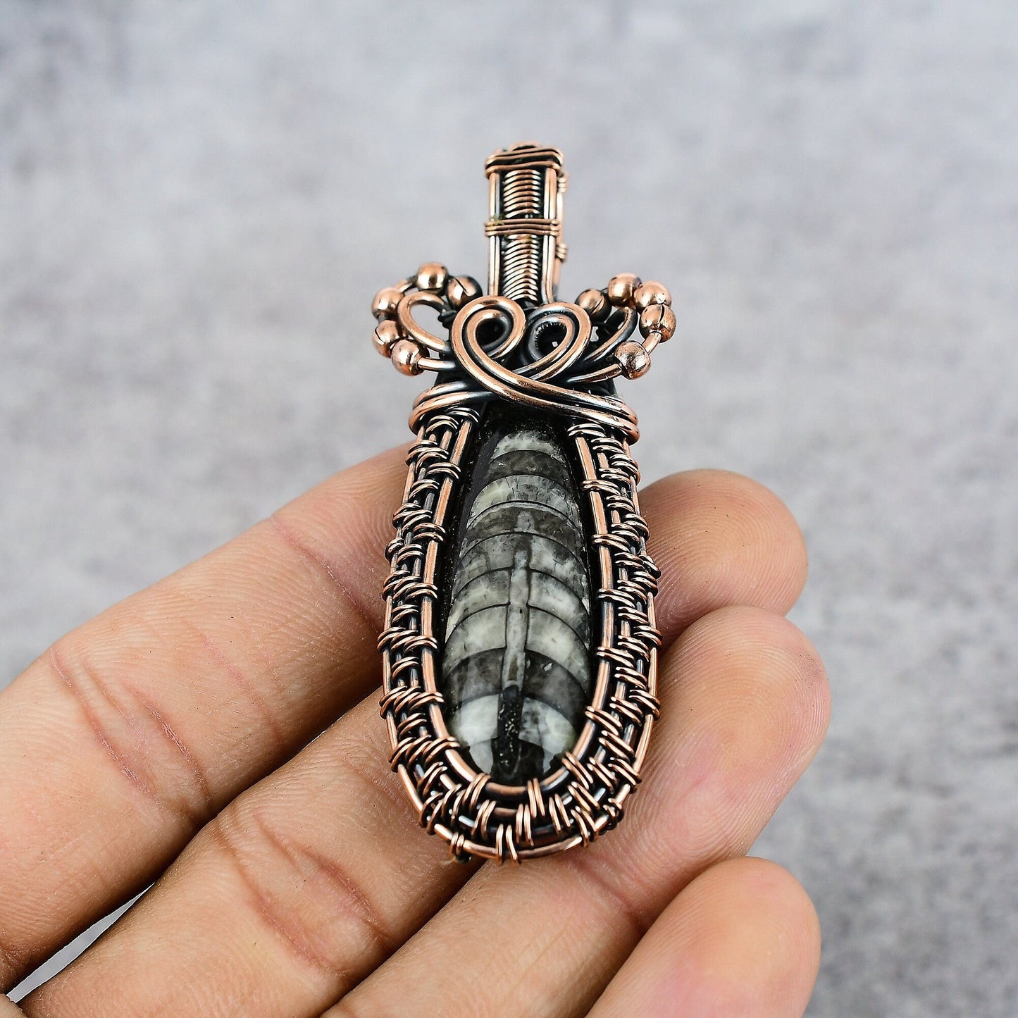 Copper Orthoceras Gemstone Pendant