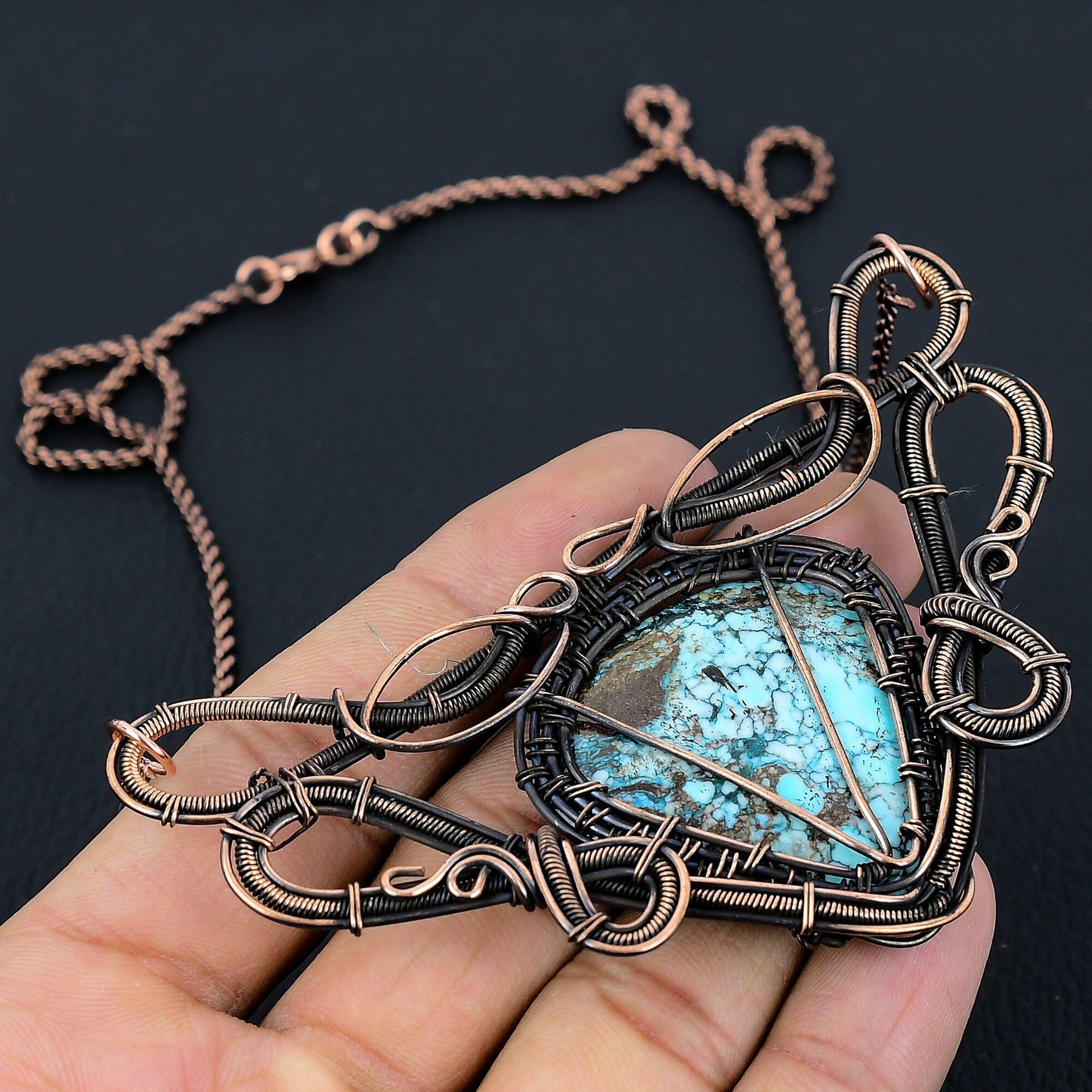 Turquoise Gemstone Wire Wrapped Necklace