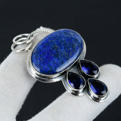 Blue Lapis Lazuli & London Blue Topaz Gemstone Pendant