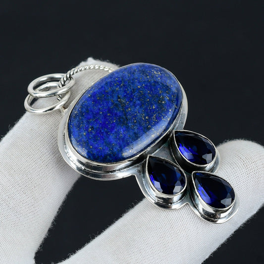 Blue Lapis Lazuli & London Blue Topaz Gemstone Pendant