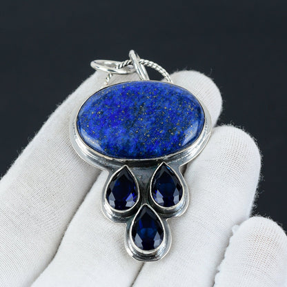 Blue Lapis Lazuli & London Blue Topaz Gemstone Pendant