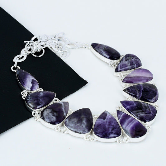 Purple Chevron Amethyst Gemstone Necklace