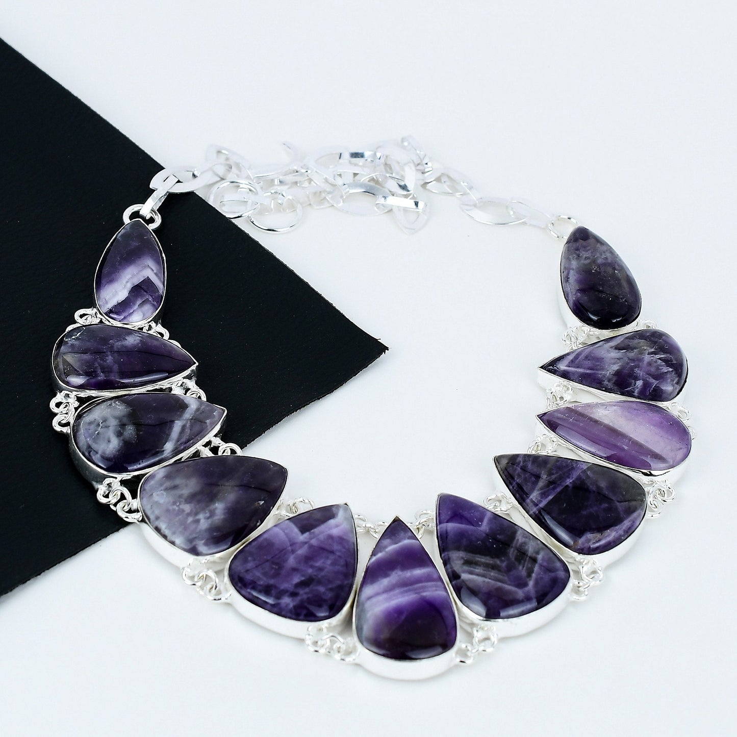 Purple Chevron Amethyst Gemstone Necklace