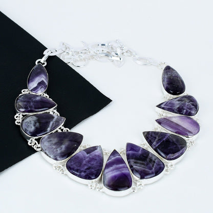Purple Chevron Amethyst Gemstone Necklace