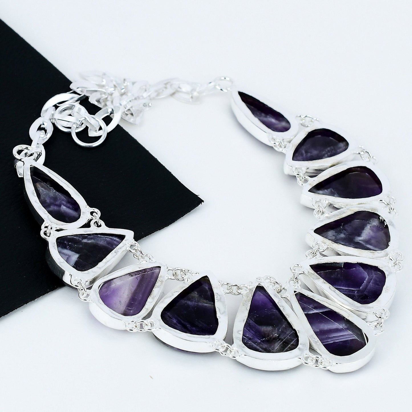 Purple Chevron Amethyst Gemstone Necklace