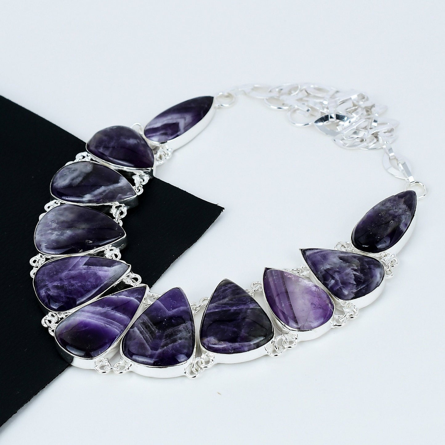 Purple Chevron Amethyst Gemstone Necklace
