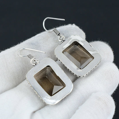 Smoky Brown Topaz Gemstone Earrings