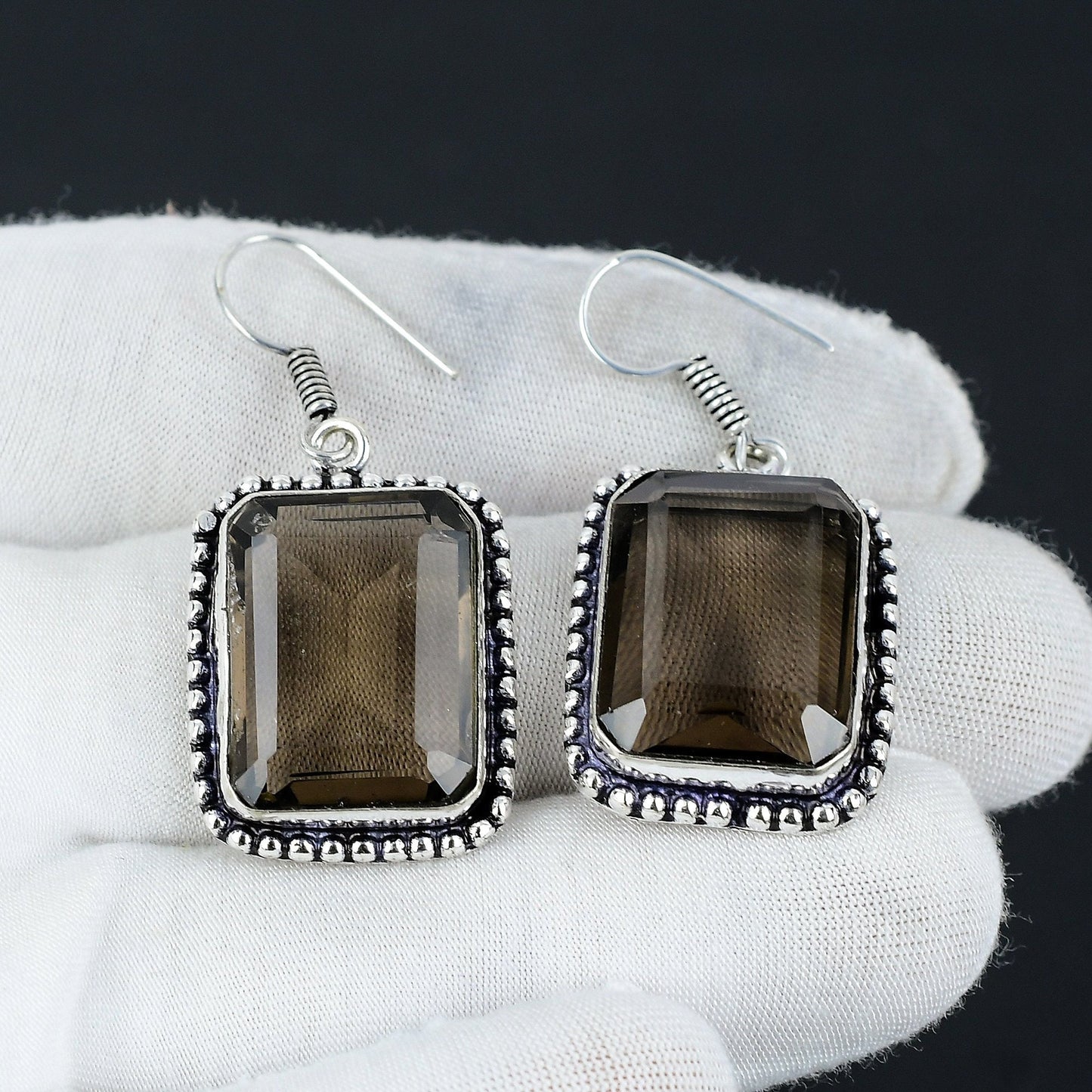 Smoky Brown Topaz Gemstone Earrings