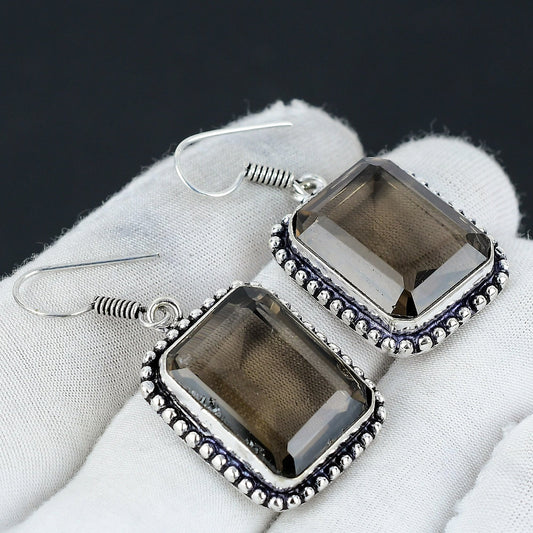 Smoky Brown Topaz Gemstone Earrings