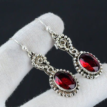 Red Garnet Gemstone Earrings