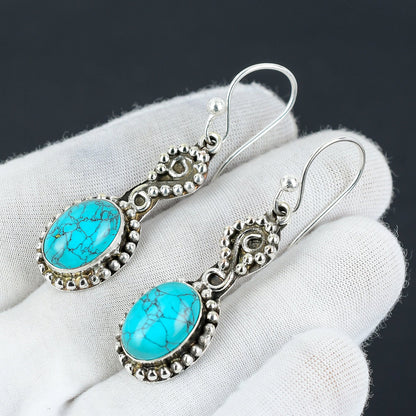 Blue Turquoise Gemstone Earrings