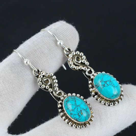 Blue Turquoise Gemstone Earrings