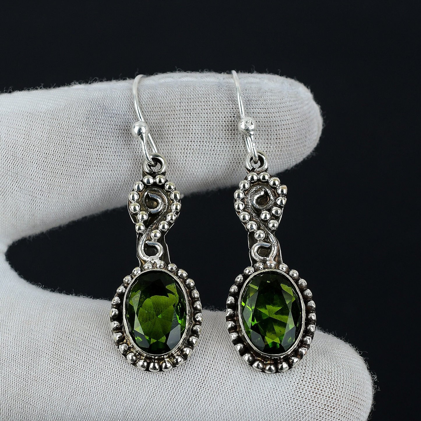 Green Peridot & Yellow Citrine Silver Drop Earrings