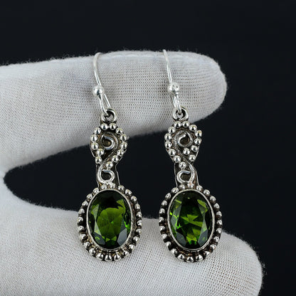 Green Peridot & Yellow Citrine Silver Drop Earrings