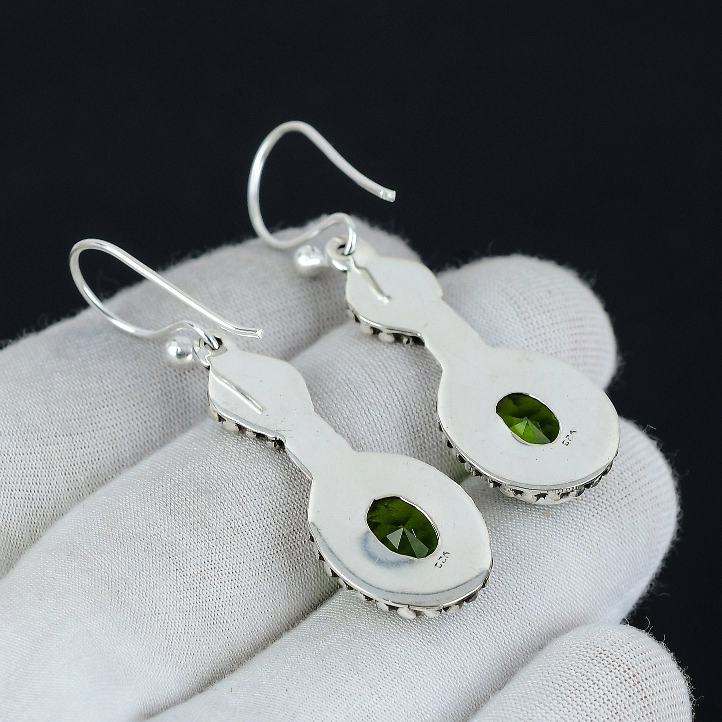 Green Peridot & Yellow Citrine Silver Drop Earrings