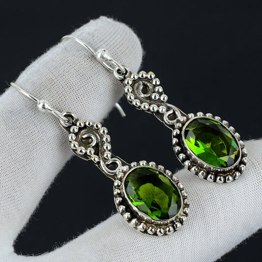 Green Peridot & Yellow Citrine Silver Drop Earrings