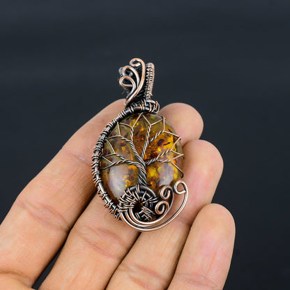 Amber Gemstone Tree of Life Pendant