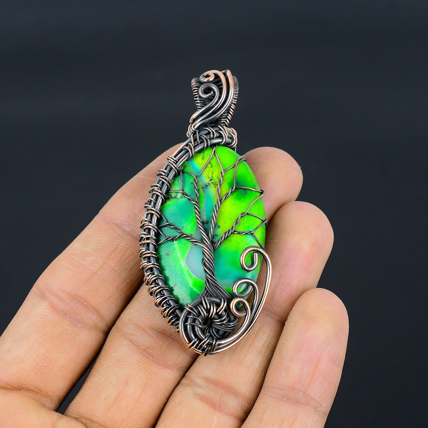 Green Dendrite Opal Gemstone Pendant