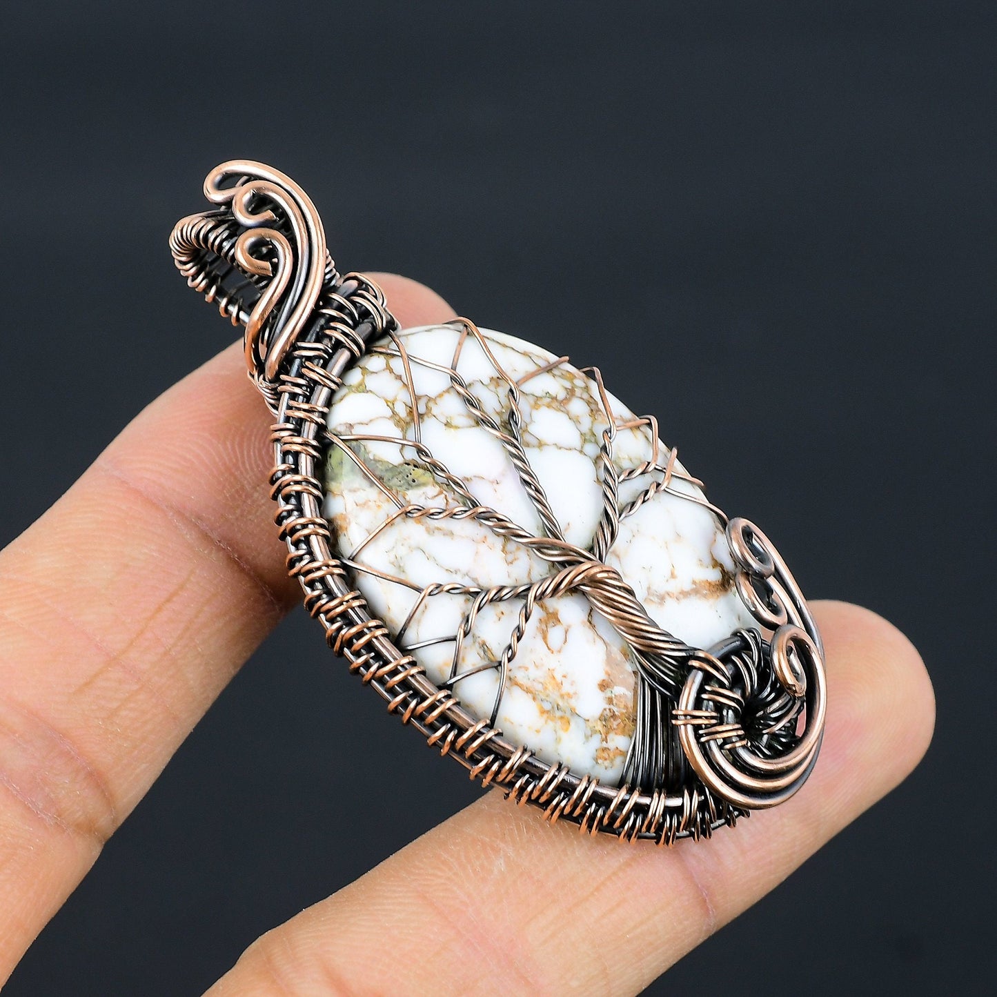 Brown & White Wild Horse Gemstone Pendant