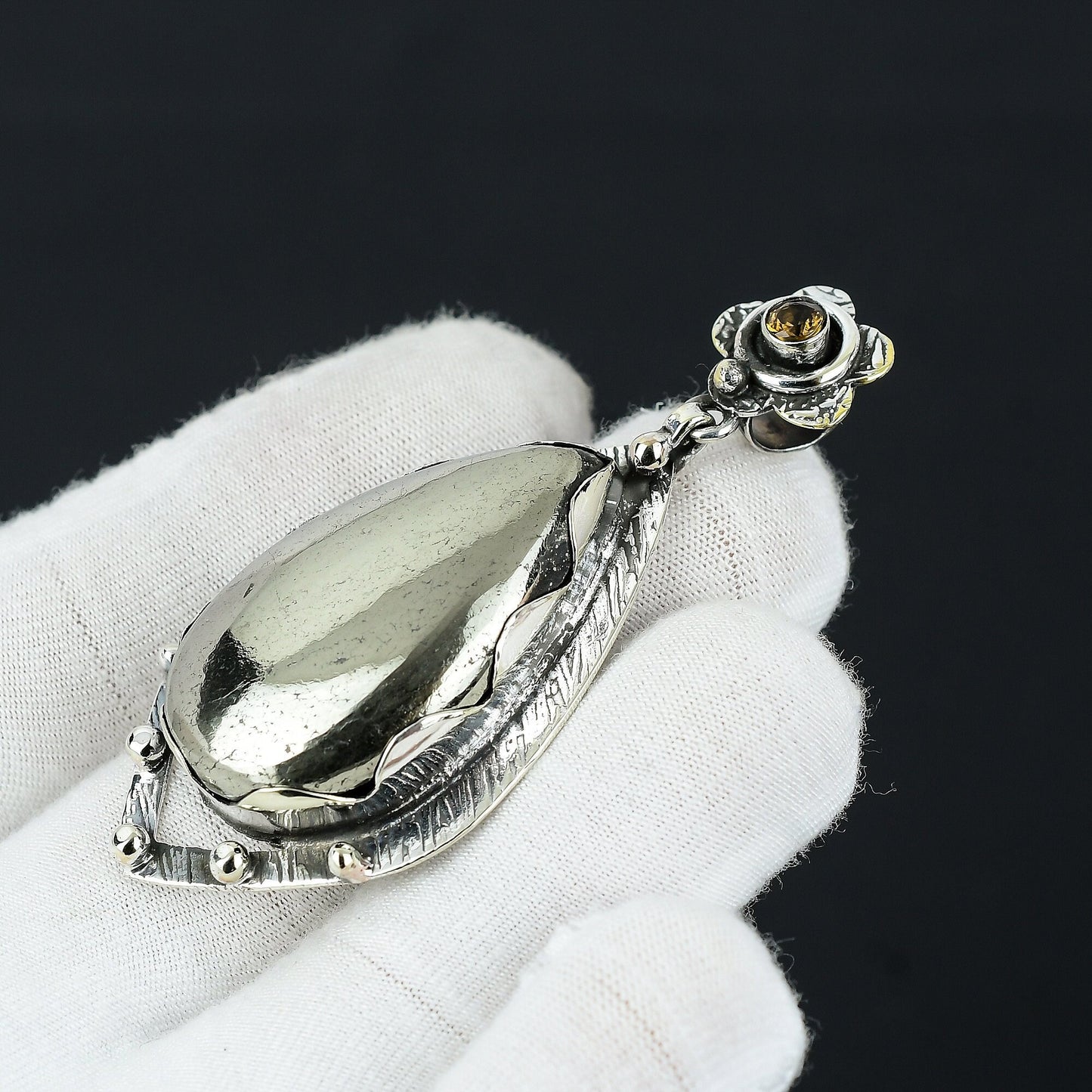Gold Apache Pyrite Gemstone Pendant