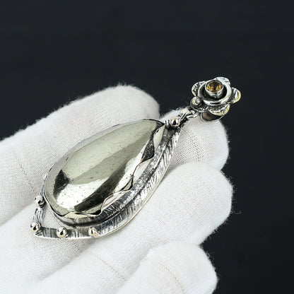 Gold Apache Pyrite Gemstone Pendant